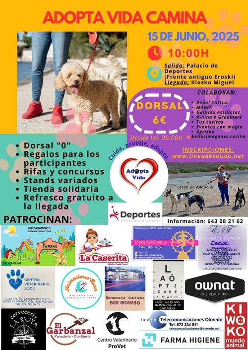 Salida: Palacio de Deportes
LLegada: Kiosko de Miguel

· Dorsal 0
· Regalos para los participantes
· Rifas y concursos
· Stands variados
· Tienda solidaria

Dorsal 6 €