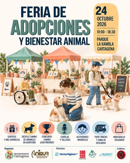 Sorpresas y más sorpresas.
Desfile canino de animales en adopción
Concurso canino ¡con premios!
Charlas y talleres
Actividades infantiles
Food trucks y zona de descanso
Mercadillo solidario

Resto de datos en la descripción del evento.